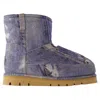 Acne Studios Blue Batter Low Print Denim Boots In Blue
