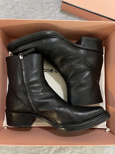 Pre-owned Acne Studios Ankle Boots Cowboy In Black