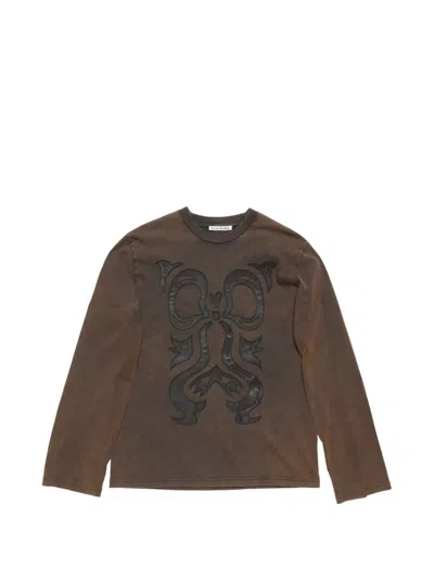 Acne Studios Appliqué Long-sleeve T-shirt In Brown