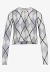 Acne Studios Argyle Cardigan In Mohair And Wool Blend In Multi