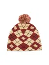 Acne Studios Argyle Face Wool Blend Beanie In Red