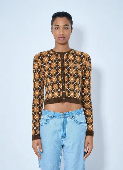Acne Studios Argyle Knit Cardigan In Orange