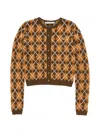 Acne Studios Argyle-knit Button-up Cardigan In Brown