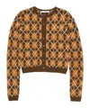 Acne Studios Argyle-knit Button-up Cardigan In Brown