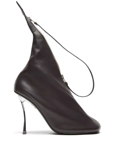 Acne Studios Asymmetric Ankle Boots In Dark Brown