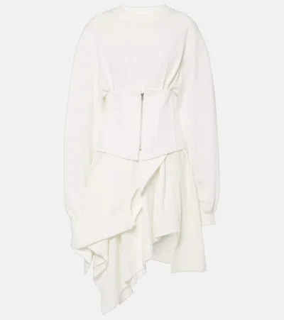 Acne Studios Asymmetric Cotton Jersey Corset Dress In White