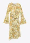 Acne Studios Wrap-effect Floral-print Hammered-crepe Mini Dress In Multicolor