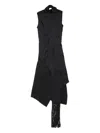Acne Studios Satin Dress With Scarf And Lace Detail In Black