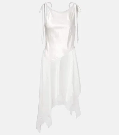 ACNE STUDIOS ASYMMETRIC LACE-TRIMMED SATIN MINIDRESS
