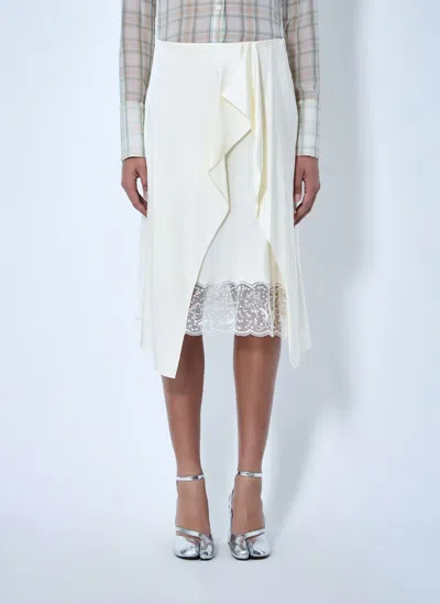 Acne Studios Asymmetric Lace-trim Skirt In White