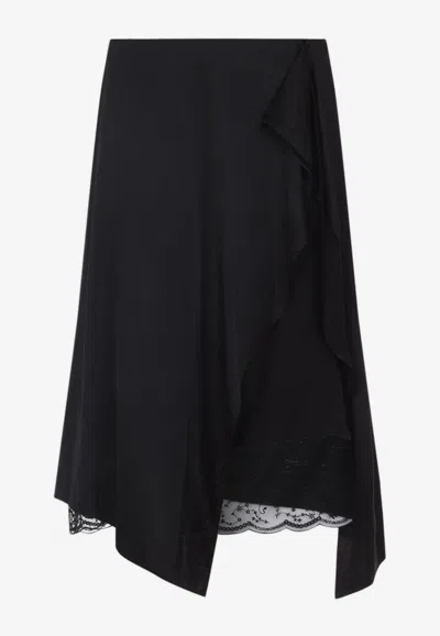 Acne Studios Asymmetric Midi Skirt In Black