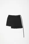 Acne Studios Belted Asymmetric Pleated Grain De Poudre Mini Skirt In Black