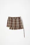 Acne Studios Tartan-check Pleated Miniskirt In Brown,beige