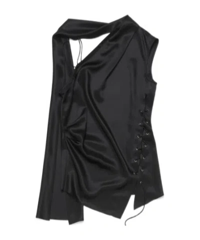 Acne Studios Asymmetric Satin Blouse In Black