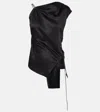 Acne Studios Asymmetric Tie-detailed Satin Top In Black
