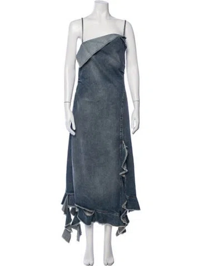 Pre-owned Acne Studios Asymmetrical Long Dress In Blue