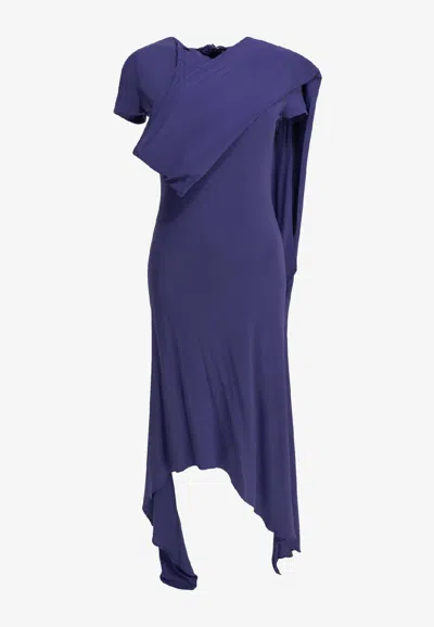 Acne Studios Asymmetrical Midi Dress In Purple