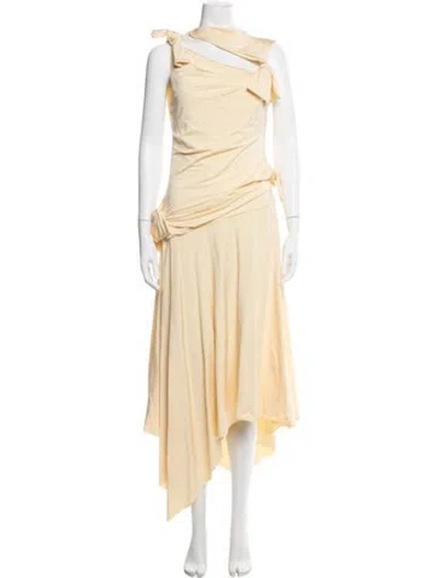 Pre-owned Acne Studios Asymmetrical Midi Length Dress In Yellow