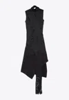 Acne Studios Asymmetrical Scarf Midi Dress In Black