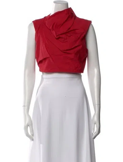 Pre-owned Acne Studios Asymmetrical Sleeveless Crop Top In Red