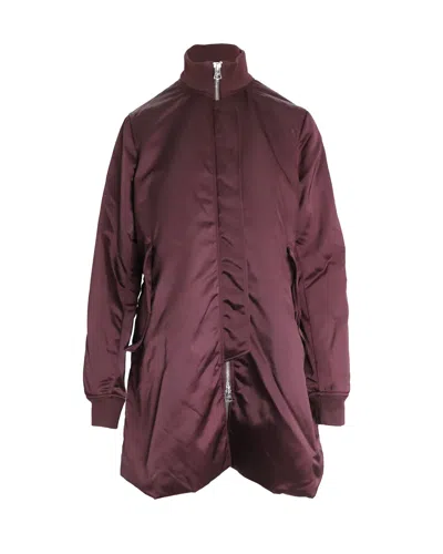 Acne Studios Aude Long Bomber Jacket In Burgundy Nylon In Red