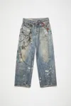 Acne Studios 1981m Wide-leg Printed Jeans In Mid Blue
