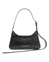 Acne Studios Mini Platt Crackle Leather Shoulder Bag In Black