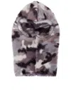 Acne Studios Camouflage Faux Fur Balaclava In Shark Grey & Multi