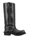 Acne Studios Black Boots With Buckle And Logo In Leather Woman In Black