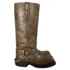 Acne Studios Balius Buckled Knee Boots In Brown Leather In Multi