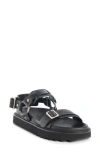 Acne Studios Debossed Leather Platform Sandals In Black