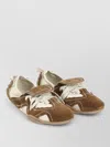 Acne Studios Bilaria Lace-up Suede And Leather Ballet Flats In Brown