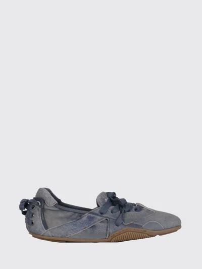 Acne Studios Bilaria Paneled Logo-print Denim Ballet Flats In Blue