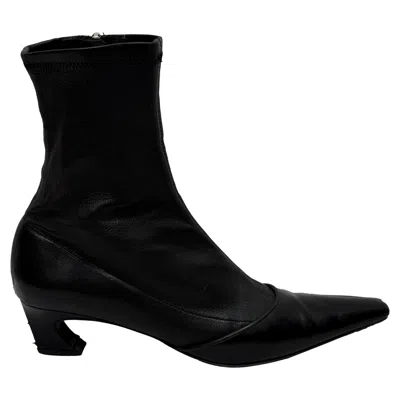 Acne Studios Bano Sock Ankle Boots In Black Leather