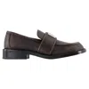 Acne Studios Brushed Nylon Loafers Silver Detail In Brown