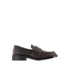 Acne Studios Brushed Nylon Loafers Silver Detail In Brown