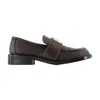 Acne Studios Brushed Nylon Loafers Silver Detail In Brown