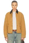 Acne Studios Leather Collar Jacket In Brown