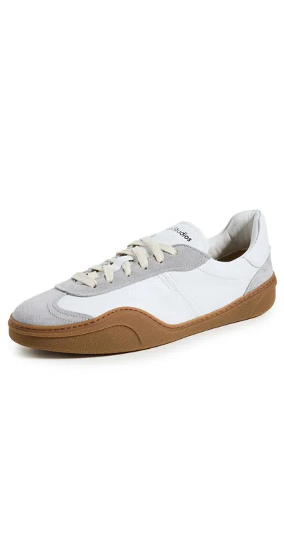 Acne Studios Suede-trimmed Leather Sneakers In White,brown