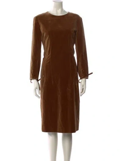 Pre-owned Acne Studios Bateau Neckline Midi Length Dress In Brown