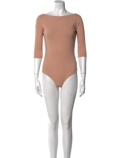Pre-owned Acne Studios Bateau Neckline Three-quarter Sleeve Bodysuit W/ Tags In Neutral