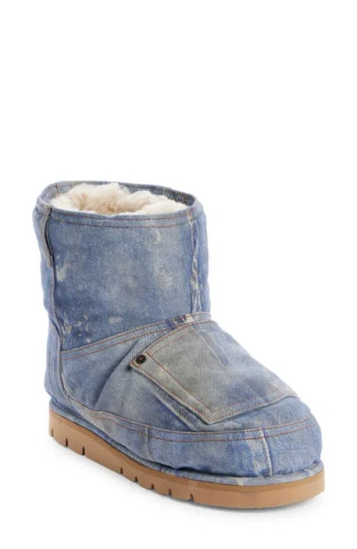 Acne Studios Denim-print Boots In Blue