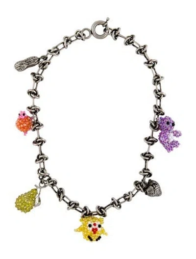 Pre-owned Acne Studios Beaded Charm Collar Necklace, 17.5"