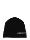 Acne Studios Logo Beanie Hat Folded Cuff In Black