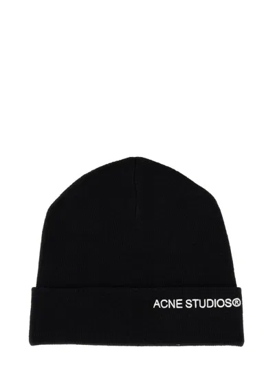 Acne Studios Beanie Hat With Logo Unisex In Black