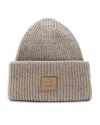 Acne Studios Square-patch Beanie Hat In Neutral