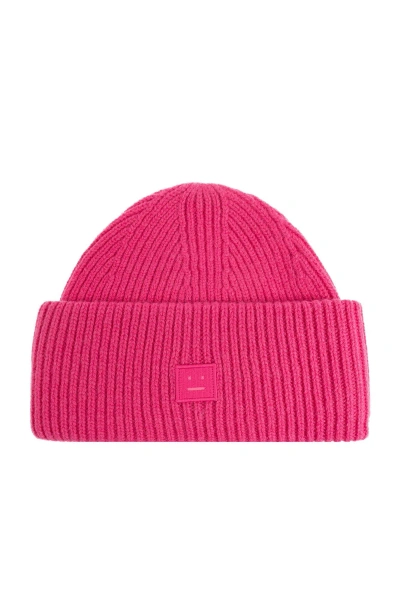 Acne Studios Beanie With Logo In Bright Pink