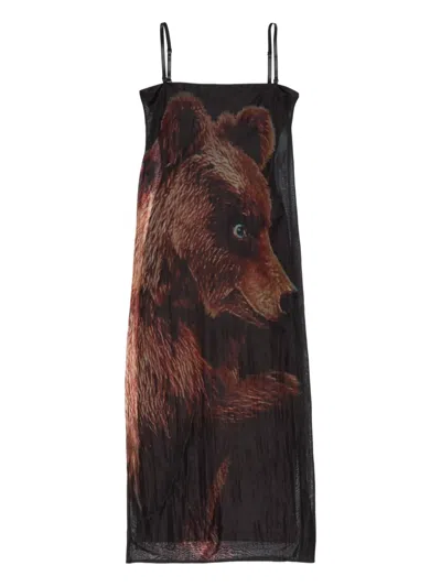 Acne Studios Bear-print Slip Dress In Black