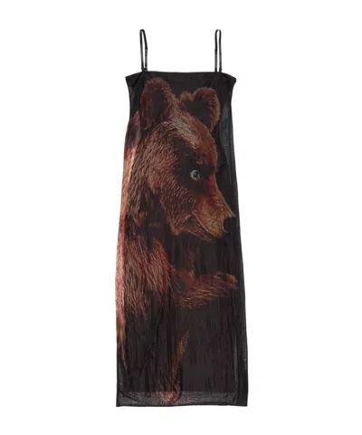 Acne Studios Bear-print Slip Dress In Multi
