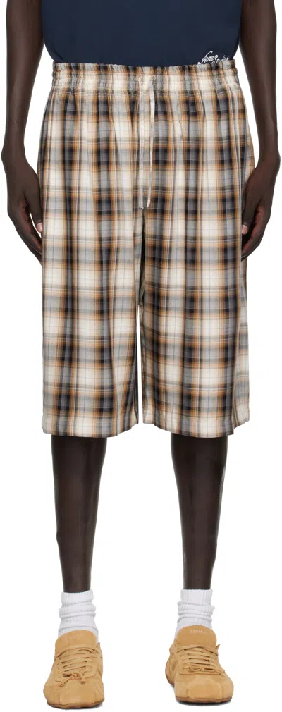 ACNE STUDIOS BEIGE & BLACK CHECK SHORTS